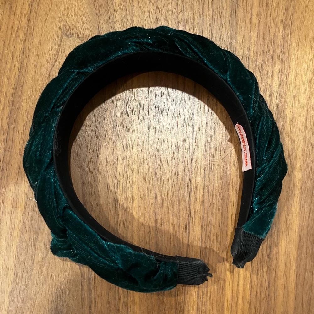 Mulberry and Grand Emerald Green Velvet Braided Headband - Picture 3 of 4